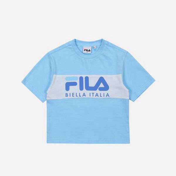 Camisetas Manga Corta Fila Niñas Azules - Heritage Blocked S/S - España 395486SUQ